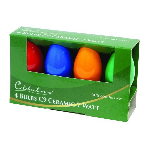 Celebrations Incandescent C9 Multicolored 4 ct Replacement Christmas Light Bulbs BU4C9OMUA